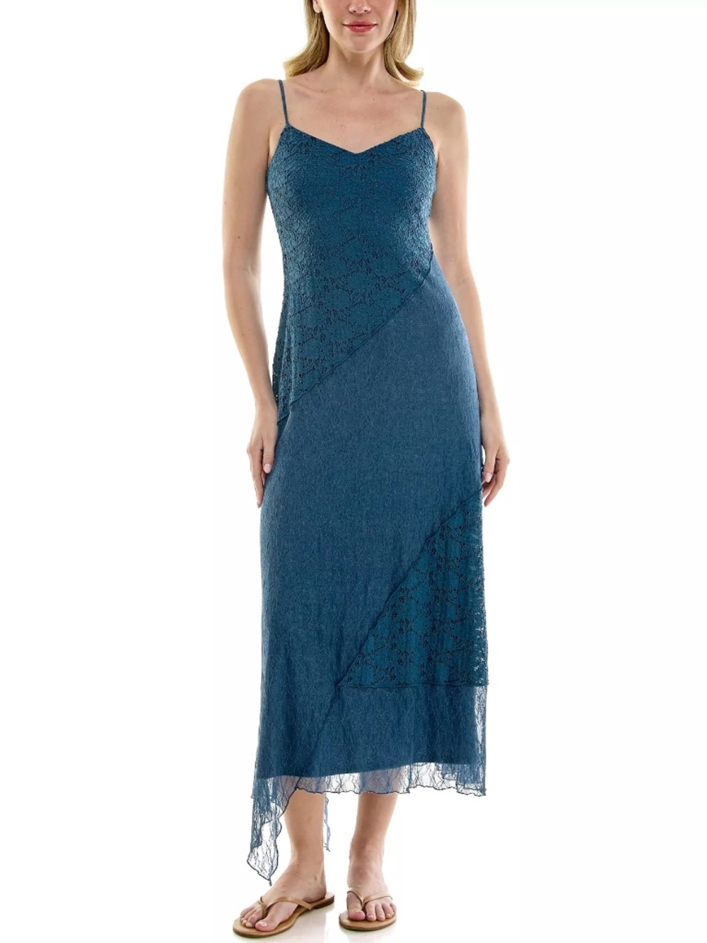 Row A Blue Lace Asymmetrical Dress - NWT